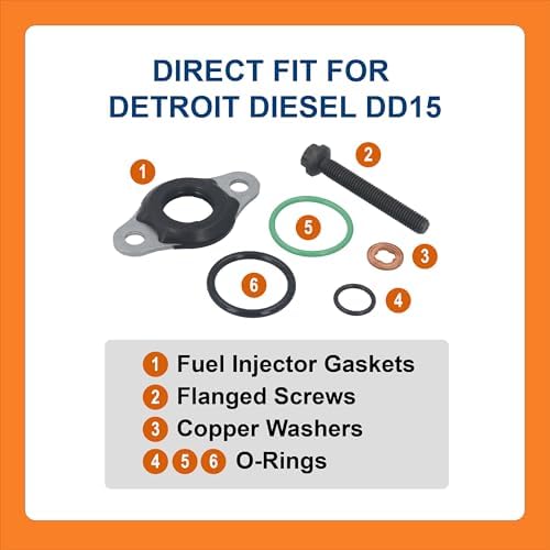 6 Pieces Injector Seal Kit A4600700887 A4600700487 for Detroit Engine DD15 3 6 Pieces Injector Seal Kit A4600700887 A4600700487 for Detroit Engine DD15