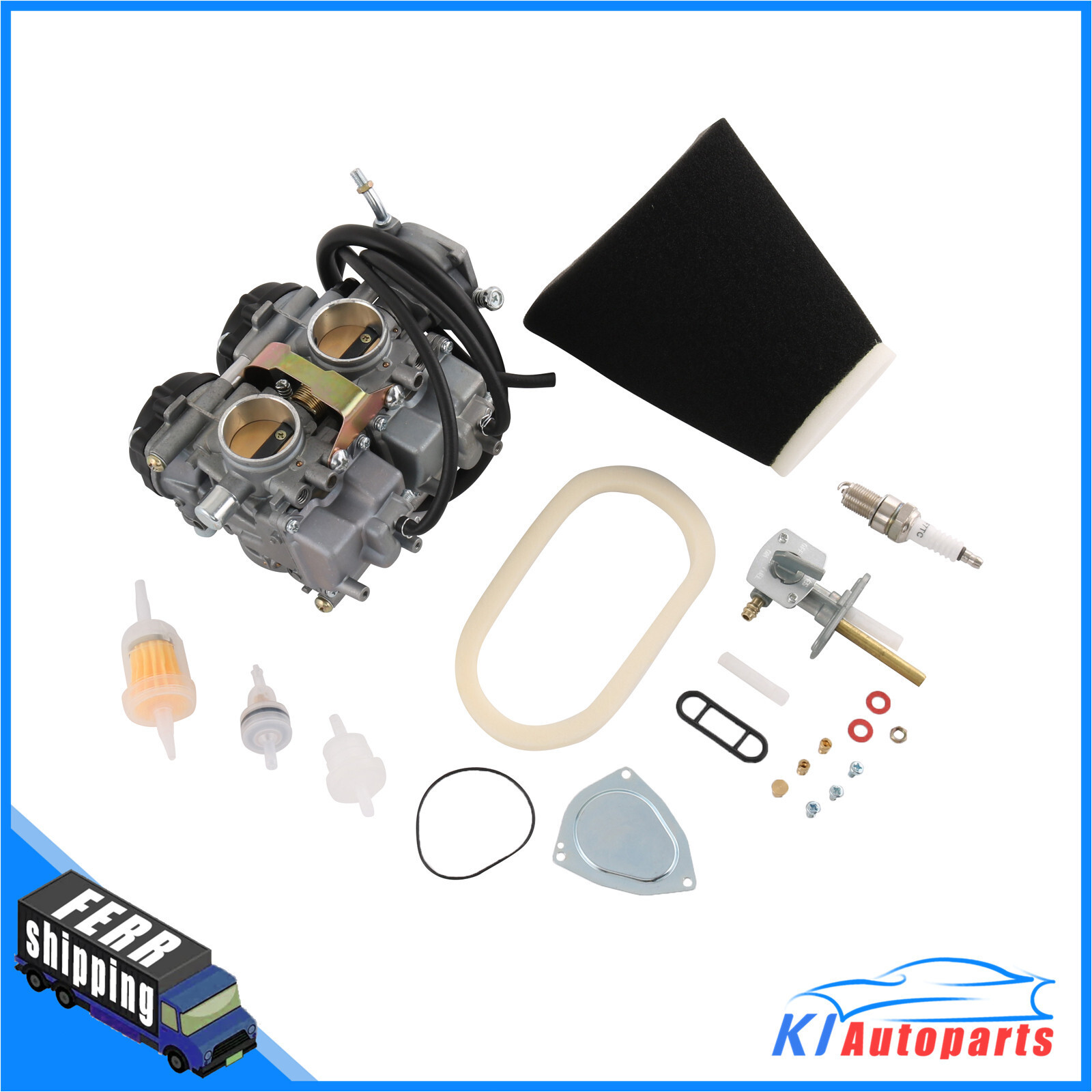 Carburetor Carb with Air Filter Fuel Valve Petcock 5LP-24500-01-00 for Yamaha Raptor 660 660R YFM660R 2001-2005 2 Carburetor Carb with Air Filter Fuel Valve Petcock 5LP-24500-01-00 for Yamaha Raptor 660 660R YFM660R 2001-2005