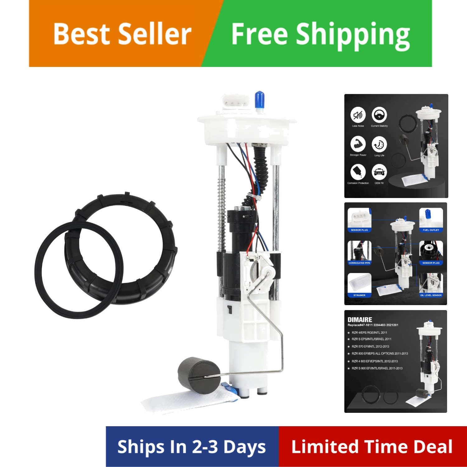 Fuel Pump Assembly 2521201 47-1011 for Polaris RZR 4 800 2011-2014 1 Fuel Pump Assembly 2521201 47-1011 for Polaris RZR 4 800 2011-2014