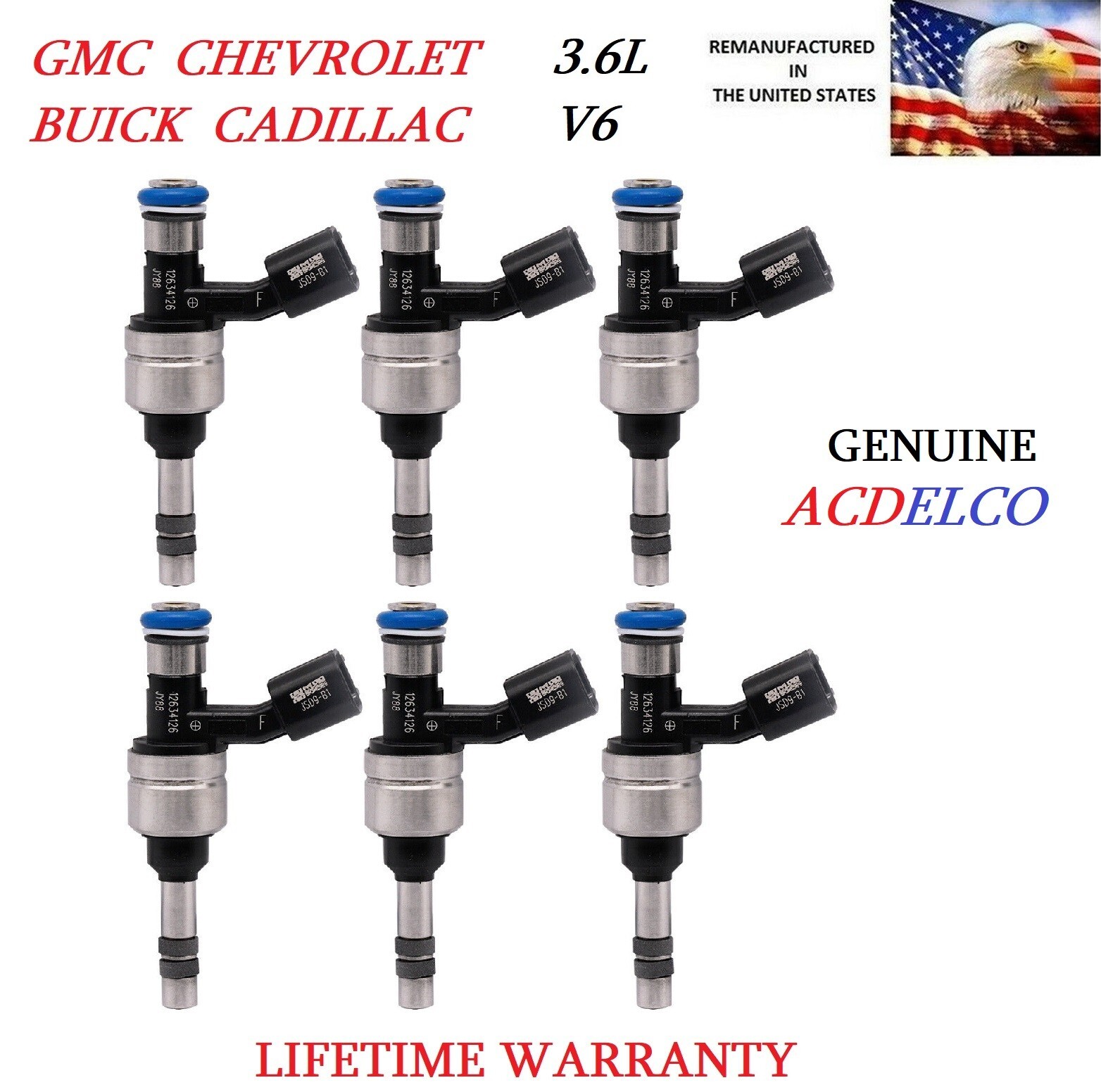 6 Pieces Fuel Injector 12634126 for 2012-2024 Chevrolet Equinox Traverse Impala GMC Canyon Cadillac CTS 5 6 Pieces Fuel Injector 12634126 for 2012-2024 Chevrolet Equinox Traverse Impala GMC Canyon Cadillac CTS
